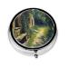 Oil Painting Old House Portable Metal Pill Box Round Mini 3-Compartment Plastic Insert hinged Fastening Design Suitable for Small Pills Must-Have for Travel