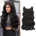 Feshfen Invisible Hair Extensions Secrets Hair extensions with wire darkest brown synthetically adjustable curly hair long corrugated secret hair part for women 45cm 45 cm-h01 darkest brown-h01