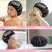 Black G.traveller Large Triple Layer Terry Cloth Shower Cap | 100% Waterproof Microfiber Bonnet for Women | Reusable & Silky Satin Lining - Buy Online on GoSupps.com