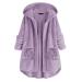 Hanxiulin fleece jacket plush jacket cuddly jacket fleece jacket women windproof coat thick women trench coat lightweight quilted warm outdoor fleecet lila
