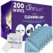 Care Touch Lens Cleaning Wipes with Microfiber Cloths - 200 Lens Cleaning Wipes and 6 Microfiber Cloths - Excellent for Glasses and Camera Lenses