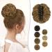 BARSDAR Claw Clip Messy Bun Hairpiece Clip in Hair Scrunchies Curly Synthetic Hair Bun Extensions for Women Ponytail Updo Hair Donut Chignon 86/10# Sandy Blonde mix Caramel Brown Evenly