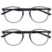 Opulize Unisex Met Reading Glasses (8 Pack) +2.00 Diopters Clear Grey Front Black Arms