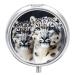 Round Pill Box Blue Eyed Snow Leopard Print 3 Compartment Medicine Pill Case Print Pill Organizer Decorative Metal Portable Pill Box Pocket Pill Box