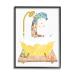 Stupell Industries Children's Giraffe Animal Bubble Bath Yellow Bathroom Black Framed Wall Art  White