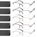 5 Pack Reading Glasses for Men, Metal Blue Light Blocking Readers with Spring Hinges, Anti Eye Strain Eyeglasses (Gunmetal*2, Gold, Silver, Brown, 2.0) Gunmetal*2, Gold, Silver, Brown 2.0 x