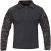 Men's Military Tactical Long Sleeve Shirt | Camouflage Hunting Combat T-Shirt | Rapid Dry Outdoor 1/4 ZIP Airsoft Tops - XS Schwarz - Buy Online on GoSupps.com