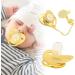 Alomejor Baby Pacifier - Curved Design Safe Materials 26 Letters Healthy Bling with Clips for 6-18 Months - Golden Color - Buy Online on GoSupps.com