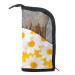 Close Up Daisy Flowers Yellow Background Travel Makeup Brush Holder Stand-Up Makeup Brush Organzier Bag Makeup Brush Case Makeup Cup for Women Included 12PCS Brushes