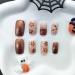 Halloween Press On Nails - Short Square Cute Ghost Flower Pumpkin Glitter - 24 Pcs Glossy Acrylic Stick On Nails for Women & Girls - Buy Online on GoSupps.com
