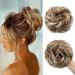 Tess hair part with rubber band 55g lured hair tie with hair honey blonde with white blonde large bun hair part hair part hair parts synthetically hair extension for women girls 55 g honey blonde with white blonde