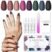 LADYING 8 Packs (192PCS) Acrylic Matte Press on Nails Medium Length, Stick Glue on Nails for Women, Ballerina False Nail Art Tips Sets, Solid Color Fake Nails with Glue Nail File, Short Coffin Medium Length Coffin Nails G8G