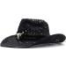 Western Cowboy Straw Hat Wide Brim Cowgirl Sun Hat with Hat Band - Black (7-7 1/4) - Buy Online on GoSupps.com