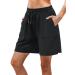 Cowasto Womens Cotton Bermuda Shorts Casual Summer Loose Athletic Short Drawstring Waist Lounge Running Shorts with Pockets Black X-Large