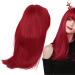 Central wig long hair wigs long straight red Red Long straight straight ahead of high temperature fiber hair with a straight bang for women heat-resistant fiber hair 52cm