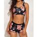 Yonique Women's 3-Piece Athletic Tankini Swimsuit Set - X-Large Pink Floral & Black - Buy Online on GoSupps.com
