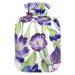 Hot Water Bottles with Cover Tulips Flowers Purple Hot Water Bag for Pain Relief Period Cramps Feet and Bed Warmer 2 Liter