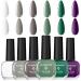 Glamonade Nail Polish Set - Dark Green Misty Grey Color Water Based 10-Free Non Toxic Nail Polish Set 0.24 oz 6 Colors Nail Polish Nail Polish Kit Rounded Design Brush Nail Polish For Beginners