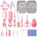 23Pcs Baby Healthcare and Grooming Kit modacraft Baby Safety Set with Baby Hair Brush Nail Clippers Lighting Ear Cleaner Baby Stuff Newborn Essentials for Nursery Newborn Baby Girls Boys Kids Pink Pink a