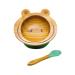 Little Fox Baby Bamboo Bowl with Suction Cup Bowl with Non-Slip Suction Cup Including Matching Baby Spoon High-Quality Bamboo Bowl with Suction Cup Including Gift Box - Frog Design