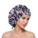 Reusable Shower Cap for Women Long, Curly, and Short Hair Waterproof Adjustable Washable Large Bathing Hair Cap for Girls, Comfortable Microfiber Lined Shower Hat for Facial Care, Baths (Large) L Black