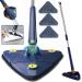 360 Rotatable Adjustable Cleaning Mop Extendable Triangle Mop with Long Handle Hand Twist Quick Dry Mop Multifunctional Microfiber Wet and Dry Mop for Floor Wall with 3 Replacement Pads Blue