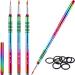 3 Pieces Kolinsky Acrylic Nail Brush 3D Nail Art Brush with Silver Metal with Non-slip Handle (Rainbow,Size 2, 4, 5) Size 2, 4, 5 Rainbow