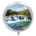 Round Pill Box Waterfalls on Krka River Print 3 Compartment Medicine Pill Case Print Pill Organizer Decorative Metal Portable Pill Box Pocket Pill Box