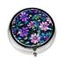Purple Camelliaround Pill Box 3 Compartment Round Pill Box Organizer # Portable Travel Pill Box for Traveling.