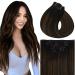 Vivien Extensions real hair clip in balayage clip in extensions real hair natural black ombre to medium brown mixed from black real hair clip in extensions 55cm #1b/6/1b 135g/7pcs 22 inch-140g clip 1-1 cp #1b/6/1B