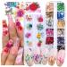 12 Grids Dried Flowers for Nail Art 12 Grids Foil Nail Chip Glitter 3D Nail Art Sticker Dry Flowers Mini Real Natural Flowers Leaves Nail Art Supplies Mixed Accessories Holographic Nail Foil Sequins