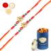 Ghasitaram Gifts Rakhis Online for Brother- Set of 2-6059 Rakhi Thread with 100 GMS of Dryfruits Mix Can 2 Rakhi with 100 gms of Dryfruits Mix Can