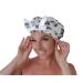 Ezria Luxury Shower Cap for Women - Reusable  Waterproof Shower Caps  Comfortable with Elastic Band Suitable for Long Hair (leopard print)  white  1 Count (Pack of 1)