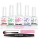 SOCORIA Dip Powder Liquid Set- 5pcs Bond/Primer, Base & Top Coat, Activator, Brush Saver High Shiny Long Lasting Dip Liquid Set for Dip Powder Nail Kit Dip Liquid 9pcs