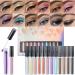 Liquid Glitter Eyeshadow Set  12 Sparkling Colors Metallic Shimmer Eyeshadow Long Lasting & Blendable Eye Makeup Liquid Eye Shadow for Women Girls Shiny Liquid Eyeshadow Kit  Vegan & Cruelty-Free (12 Colors / Set)
