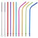 ALINK Reusable Tritan Plastic Straws, 10.5" Long Rainbow Colored Replacement Straws for 30oz 20oz YETI/RTIC Tumblers, Set of 8 with Cleaning Brush