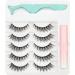 EMEDA 3D Natural False Lashes with Glue 5 Pairs Fluffy False Cat Eye Lashes Multipack Thick and Long False Eyelashes With Glue Strip Fake Lashes With Applicator False Lashes Kit (A9) - Buy Online on GoSupps.com