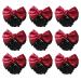 MOTZU 9 Pieces Bowknot Snood Net Barrette Hair Clip Bun Cover Hairnet Lace Bow Decor for Woman  Red