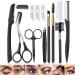 12 in 1 Eyebrow Trimmer Kit Eye Brow Scissors  Eyebrow Razor  Eyebrow Comb  Eyebrow Comb Scissor  Eyebrow Brush Folding Eyebrow Knife  Scissors Razor  Eyebrow Trimmer  Tweezers.