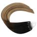 Ugeat Remy Real Hair Extensions - Ombre Brown Invisible Micro Loop Extensions | 35cm 50g 50 Strands Balayage #2/6/12 - Buy Online on GoSupps.com