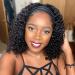 YISEA Headband Wig Human Hair Curly Wigs with Headband for Black Women 12 Inch Deep Wave Machine Made None Lace Front Wig 150% Density Brazilian Virgin Short Bob Wigs 12 deep wave wig