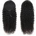 Aiokrtse Wrap Around Ponytail Extension Human Hair Kinky Curly Drawstring Ponytail Hair Pieces for Women Natural Color 22 inches