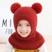 Balaclava Baby Winter Hat with Double Pom Pom Design - Cute Small Bear Beanie Cap for Boys & Girls | Cozy Knitted Hood Scarf Combo - D-A One Size - Buy Online on GoSupps.com