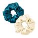 Lilysilk 100% silk hair rings ladies ponytail bracker hair band made of silk silk hair tie packaging reus (turquoise+charcoal 2) 2 pieces (1 -pack) turquoise+charcoal