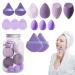 Makeup Sponge Makeup Blender Sponge Set - Makeup Puff Sponge Set | Portable Sponge Face Makeup Tools Blender Sponges for Powder Foundation purple