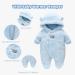 Baby Winter Snowsuit Romper with Hood | Thick & Warm Outerwear Set | Blue | 9-12 Months - Buy Online on GoSupps.com