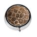 Petoskey Stone Portable Metal Pill Box Round Mini 3-Compartment Plastic Insert hinged Fastening Design Suitable for Small Pills Must-Have for Travel Black