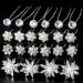 40 Pieces Bride Wedding Hair Pins, Flower Bridal Head Clip Crystal Pearl Flower Hair Barrettes U-Shape Hair Clips for Bridal Wedding Prom Women Hair Jewelry Accessories elegant flower