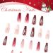 Coffin Christmas False Nails Set - Red Gradient Snowflake Xmas Design | 24Pcs Long French Fake Nails with Nail Glue for Women & Girls - Buy Online on GoSupps.com