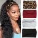 XTREND 4 Pack Wide Headband Fashion Headscarf Bohemian Style Elastic Knotted Non-slip Headband Suitable For Black Women Outdoor Yoga Sports Printed Hair Accessories Headbands Color-4 Pcs Leopard Red Light Gray Black